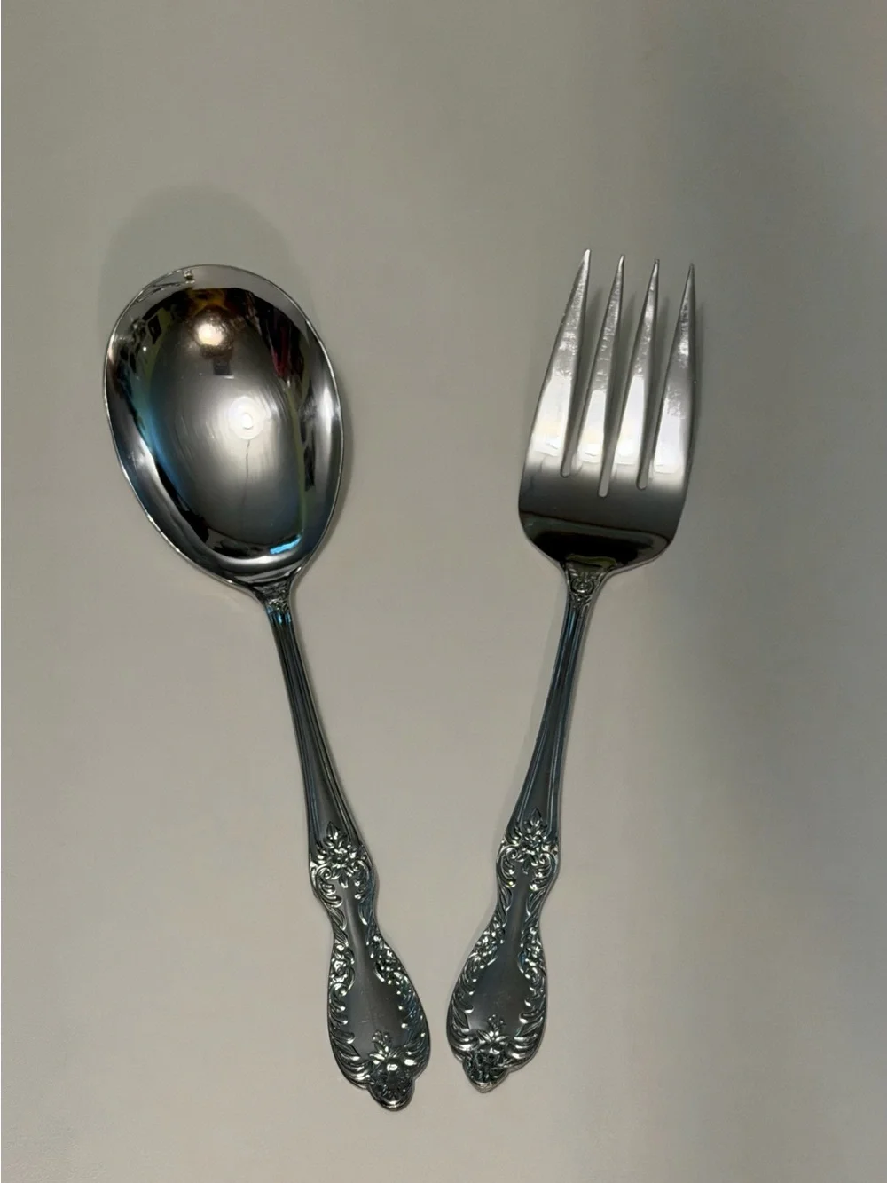 Vtg Wm. Rogers & Son 2-Pc Hostess Serving Set Lg Fork & Spoon